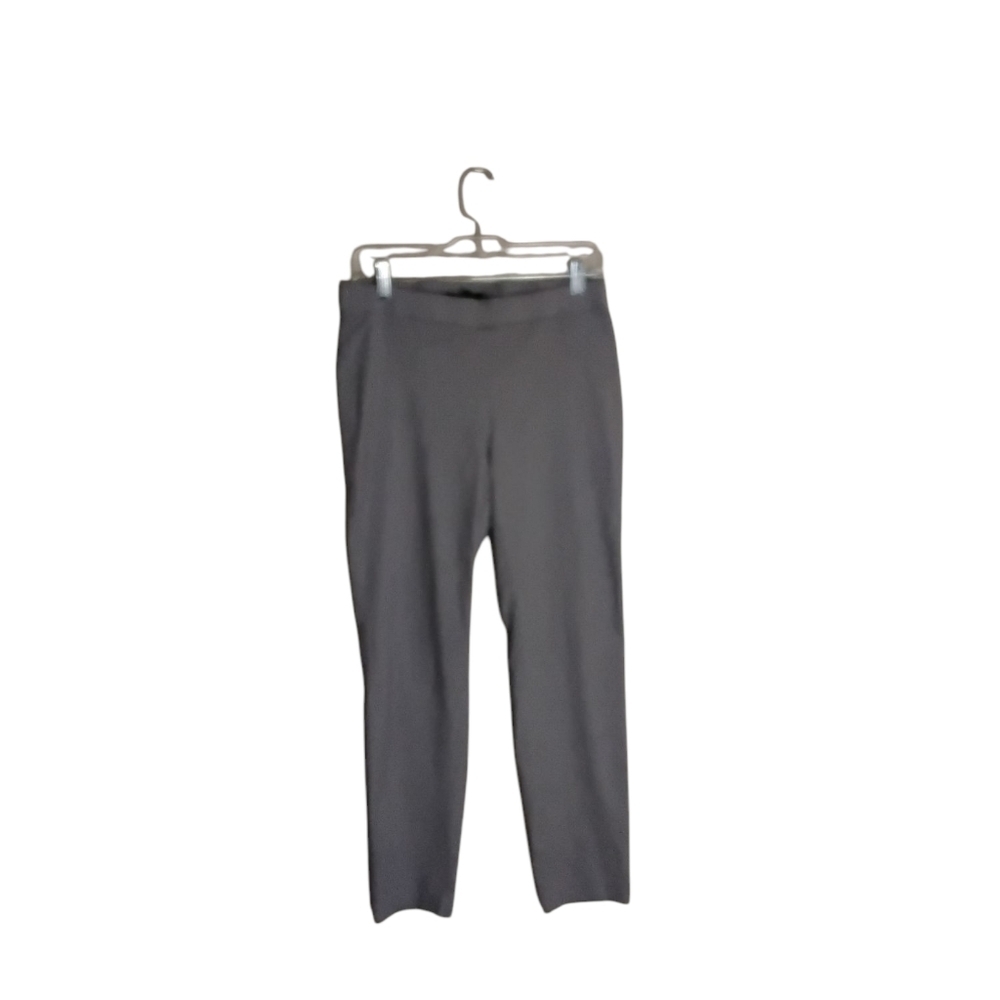 Ellen Tracy Women's M Gray White Pinstripe Pull-on Straight Leg Stretchy Pant